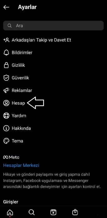 Profesyonel hesaptan kişisel hesaba geçiş