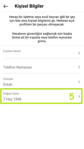 Instagram Doğum Gününü Ekle